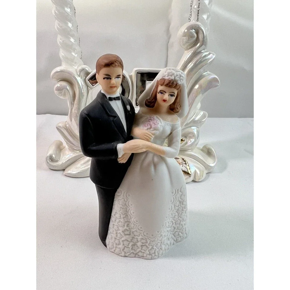 Norcrest Golden Dogwood 25th Anniversary Candle Holder W/2 Candle Lefton Figurin